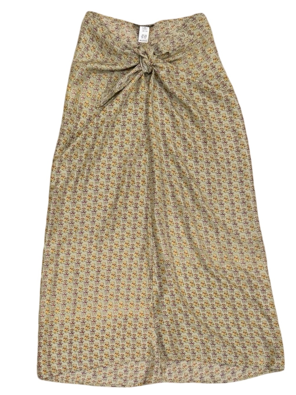 Vintage Citron Santa Monica Teddy Bear Print Silk Skirt
